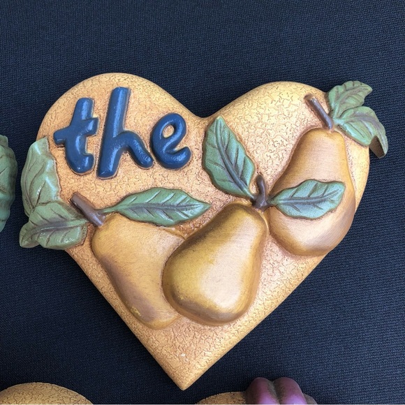 Vintage Home Interiors “Bless The Cook” 3 Plaques - Hearts Grapes Apples Pears - Picture 4 of 10